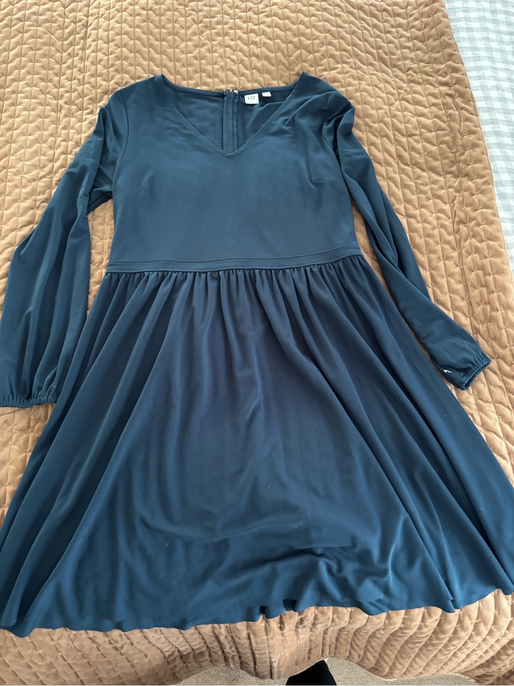 GAP Teal V-Neck Long Sleeve Swing Dress